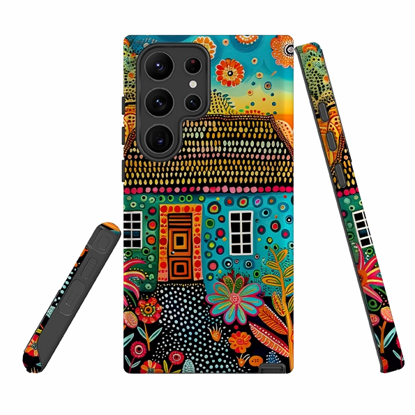 Rugged Grip Grip Texture Samsung Tough Case - Folk Art House VII