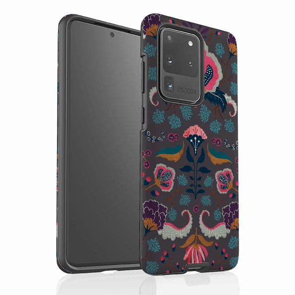 Bold colors Ergonomic Texture Samsung Tough Case - Folk Floral By Katherine Quinn