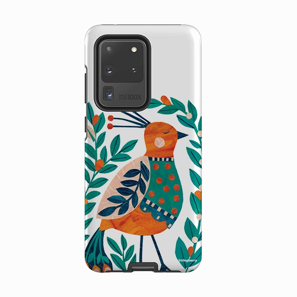 Samsung Tough Case - Folk Peacock By Tracey English hybrid design
