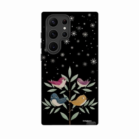 Premium Texture Layer Samsung Tough Case - Garden Birds Black By Maja Lindberg