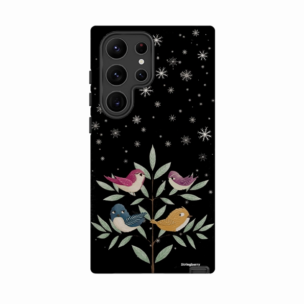 Premium Texture Layer Samsung Tough Case - Garden Birds Black By Maja Lindberg