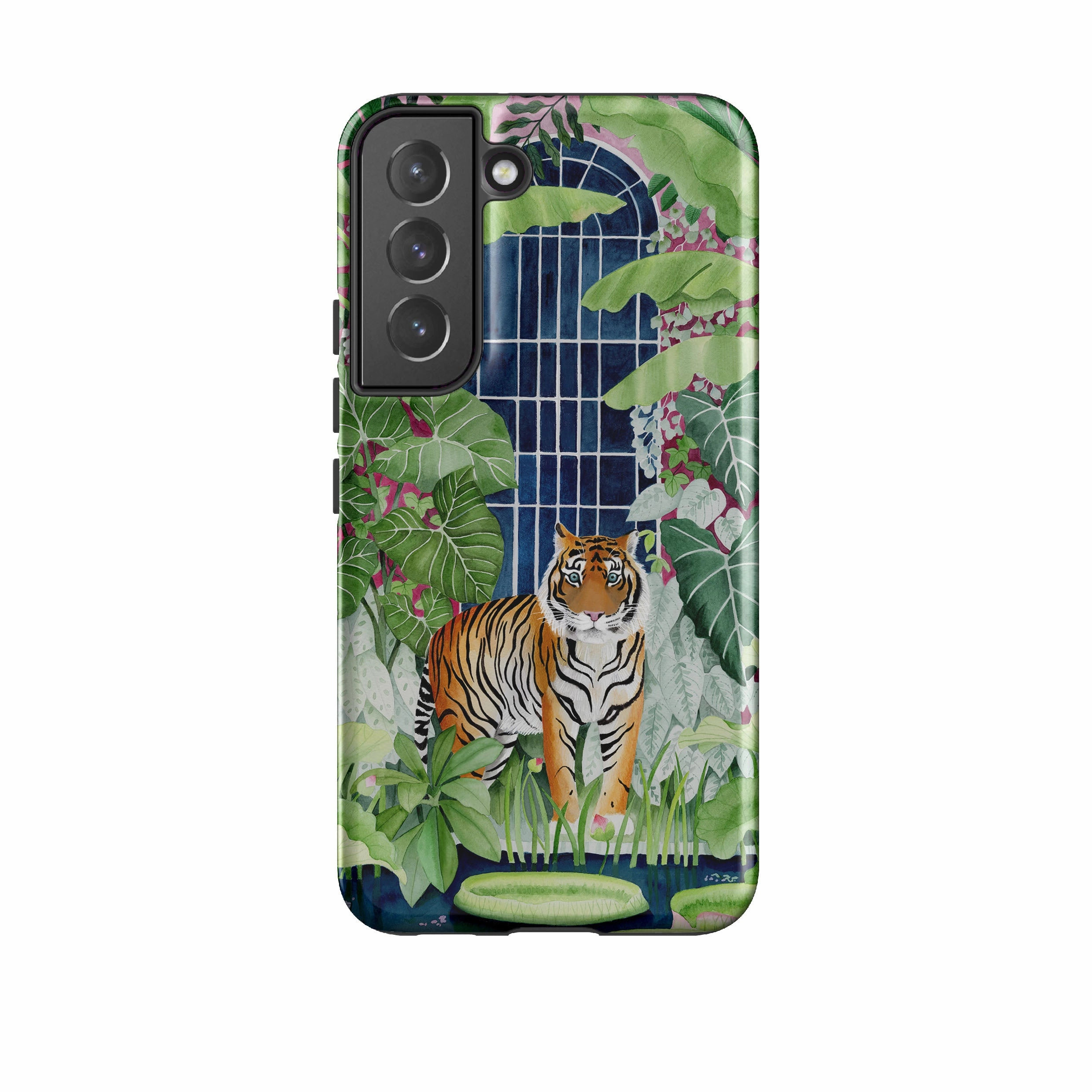 Minimal Finish Modern feature Samsung Tough Case - Green House Tiger By Bex Parkin