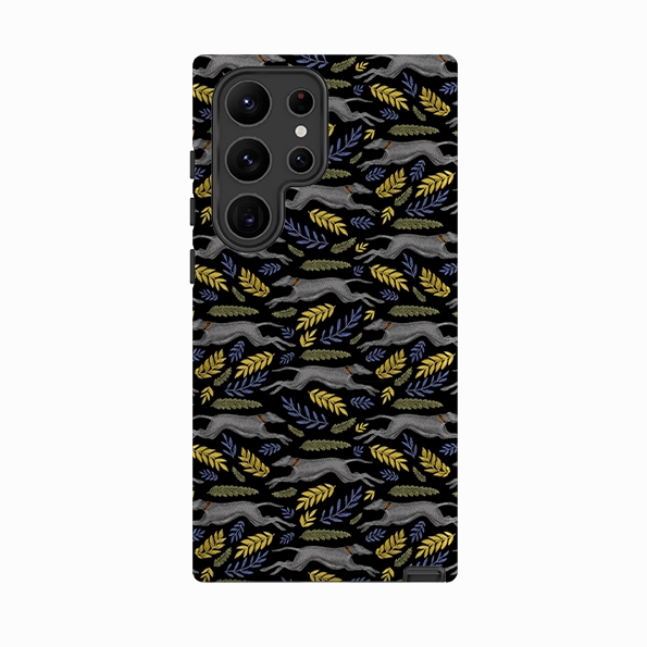 Colorful Design Premium Texture Layer Samsung Tough Case - Greyhound Pattern By Catherine Rowe
