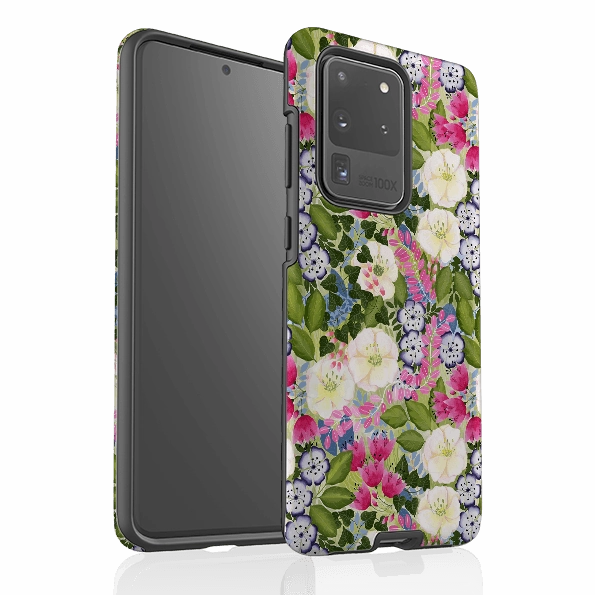 Refined Look Hybrid Texture Layer Samsung Tough Case - Pink Flowers By Bex Parkin