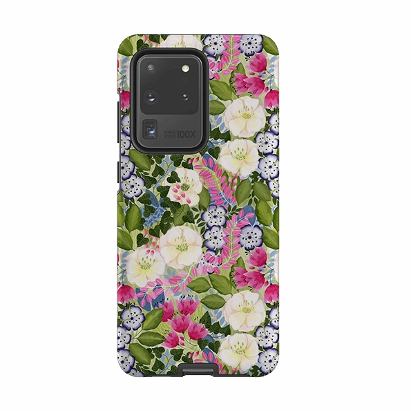 Samsung Tough Case - Pink Flowers By Bex Parkin slim fit High Durability