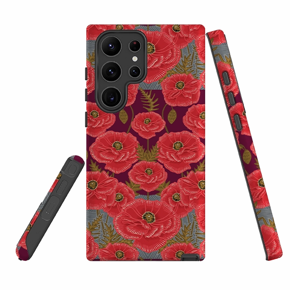Samsung Tough Case - Poppy Red By Kate Heiss Shock Resistant Build Modern Frame