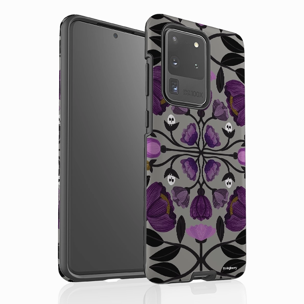Comfort Feel Chic Accessory Samsung Tough Case - Purple Flower Skull III By Nina Pace