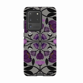 Minimal Texture Layer Samsung Tough Case - Purple Flower Skull III By Nina Pace