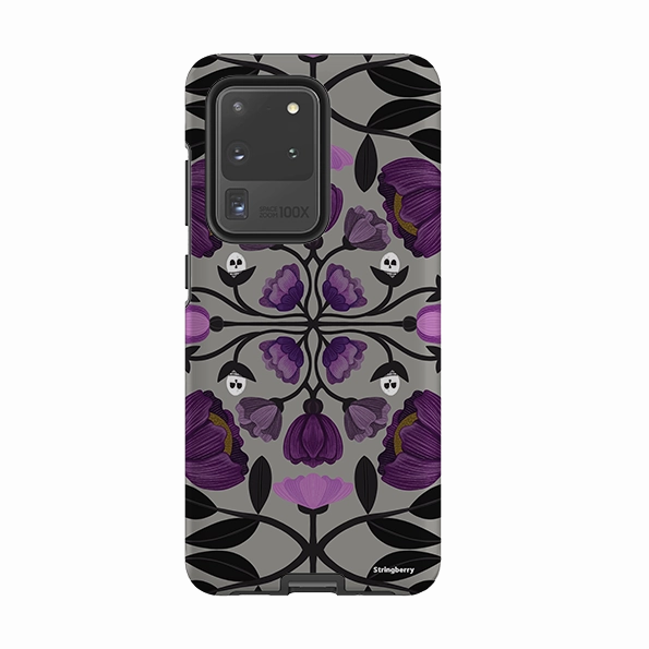 Minimal Texture Layer Samsung Tough Case - Purple Flower Skull III By Nina Pace