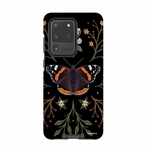 Glossy Texture Samsung Tough Case - Red Admiral Butterfly By Anna Stead