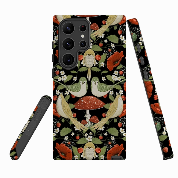 Samsung Tough  Case - Red Poppies By Maja Lindberg Elegant Pattern Design Tough Grip