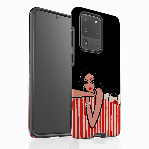 Clear Finish Luxury Pattern Samsung Tough Case - Red Stripe Sofa