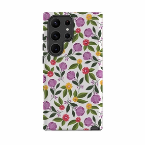 Hybrid Edge Finish Compact Shell Samsung Tough Case - Rose Garden I By Ali Brookes