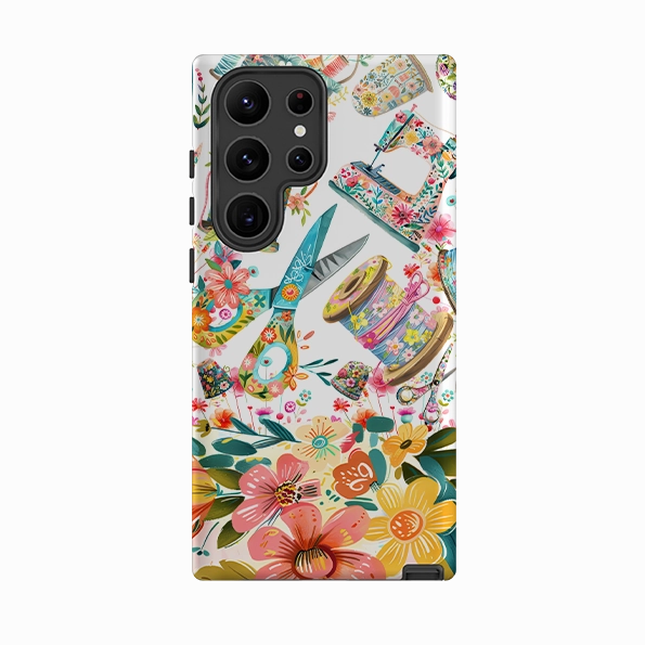 Samsung Tough  Case - Sew Happy Durable Look Vibrant Colors