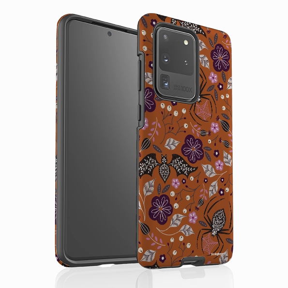 Vivid Pattern Design Matte Surface Design Samsung Tough Case - SpiderBat Pattern Orange By Jenny Zemanek