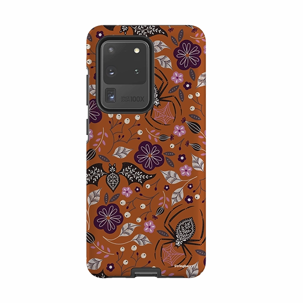 Samsung Tough Case - SpiderBat Pattern Orange By Jenny Zemanek Bold Look Soft Finish Layer