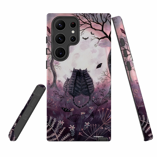 Samsung Tough Case - Spooky Cats By Mary Stubberfield Unique Artwork Flexible Surface Texture
