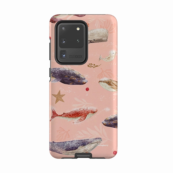 Soft Frame Samsung Tough Case - Sugar Plum Whales By Katherine Quinn