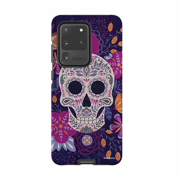 Durable Pattern Texture Impact shield Samsung Tough Case - Sugar Skull By Jenny Zemanek