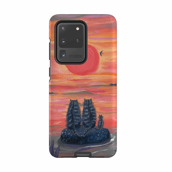 Samsung Tough Case - Sunset Cats By Mary Stubberfield Elegant Texture Layer Stylish grip