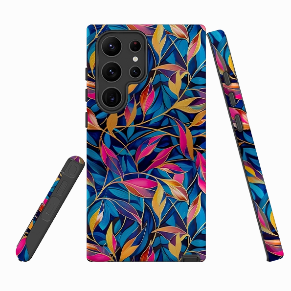 Stylish Grip Texture Sleek Profile Samsung Tough Case - Tangled Leaves