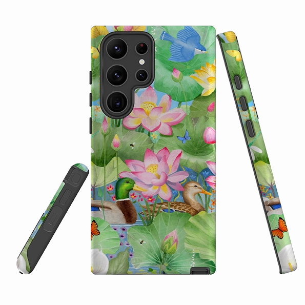 Waterproof Design Rugged Look Finish Samsung Tough Case - Waterlily Pond By Bex Parkin