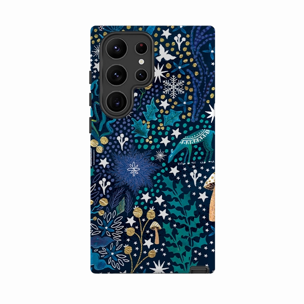 Flexible Touch Elegant Style Samsung Tough Case - Winter Flowers Teal By Emma Frances Grant