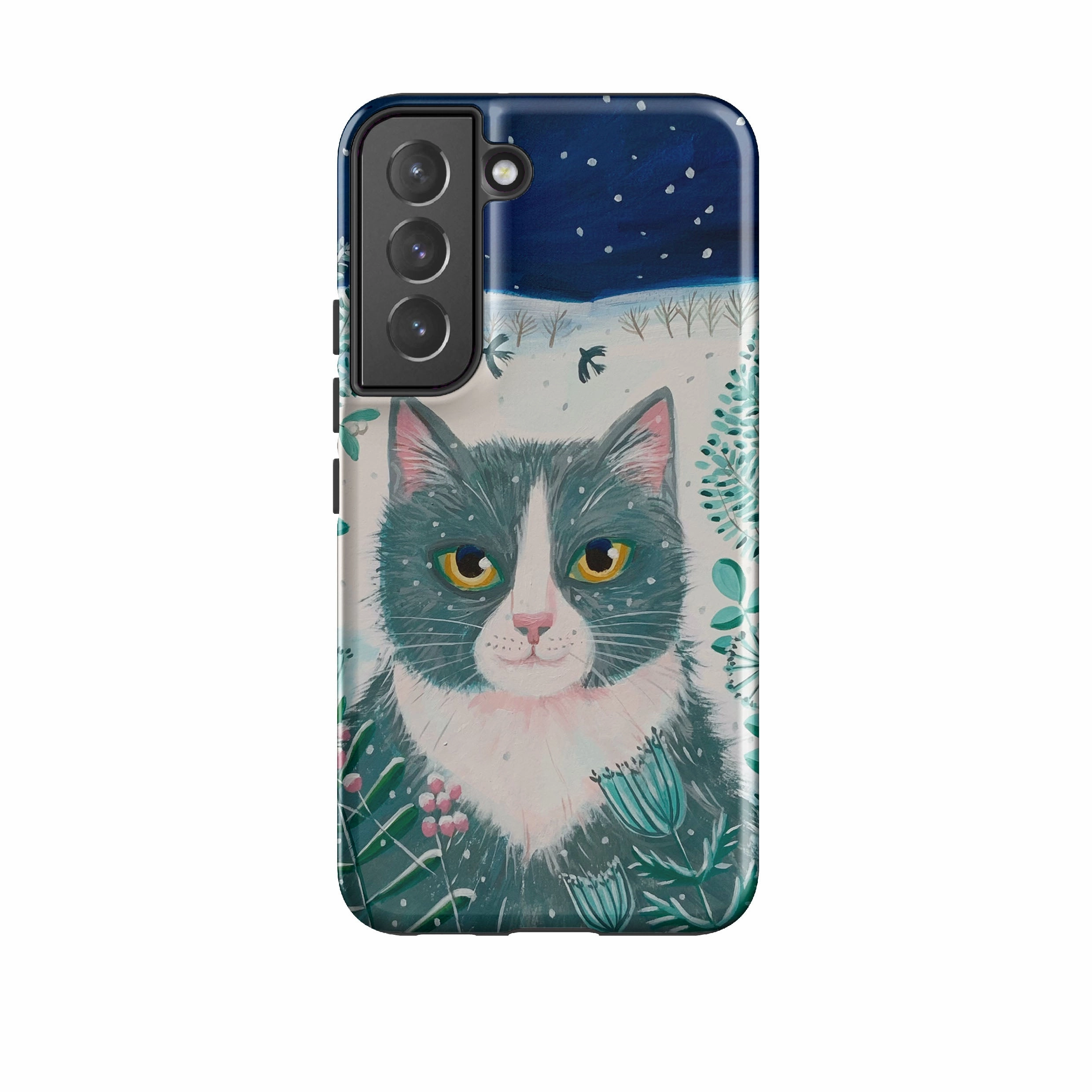 Samsung Tough Case - Xmas Cat By Mary Stubberfield Premium Pattern Design Minimal Aesthetic