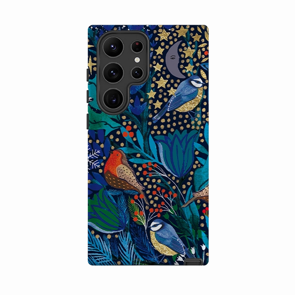 Hybrid Pattern Texture Soft Edge Samsung Tough Case - Xmas Robin I By Emma Frances Grant