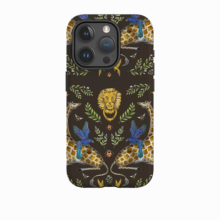 iPhone Tough Case - Giraffes Birds and Lion By Catherine Rowe Comfort Texture Finish