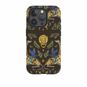 Portable Shield Elegant Craft iPhone Tough Case - Giraffes Birds and Lion By Catherine Rowe