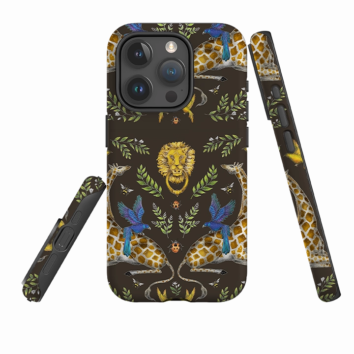iPhone Tough Case - Giraffes Birds and Lion By Catherine Rowe Protective Surface Comfort Finish Layer