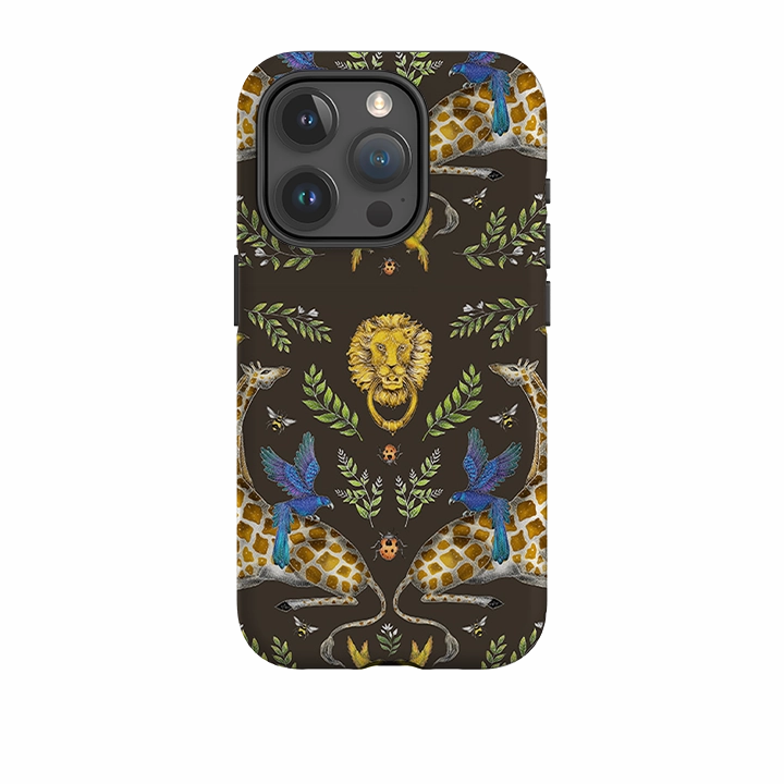 Portable Shield Elegant Craft iPhone Tough Case - Giraffes Birds and Lion By Catherine Rowe