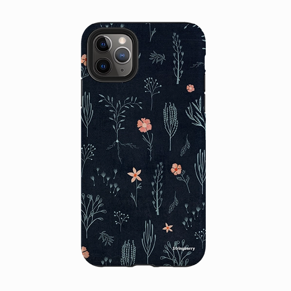 Luxury Finish Texture iPhone Tough Case - Floral Light Blue And Pink By Katherine Quinn
