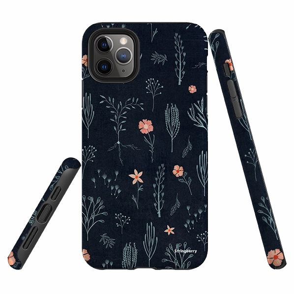 iPhone Tough Case - Floral Light Blue And Pink By Katherine Quinn Unique Artwork