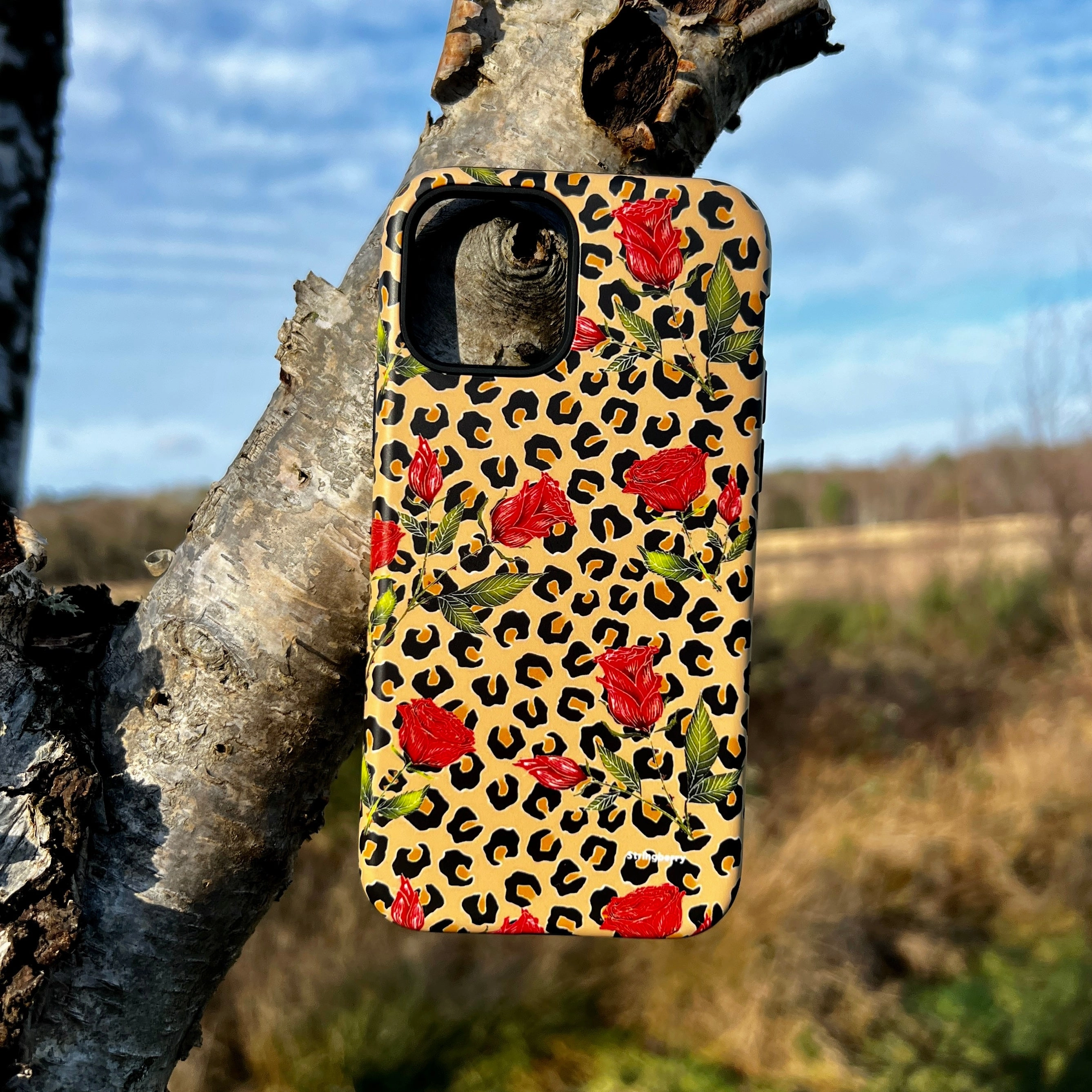 iPhone Tough Case - Leopard Print Rose Pattern By Catherine Rowe Luxury Grip Minimal Surface
