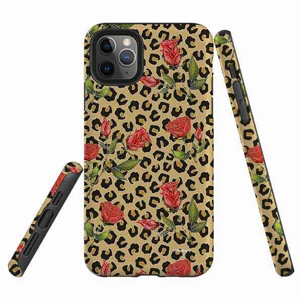 iPhone Tough Case - Leopard Print Rose Pattern By Catherine Rowe Protective Gear