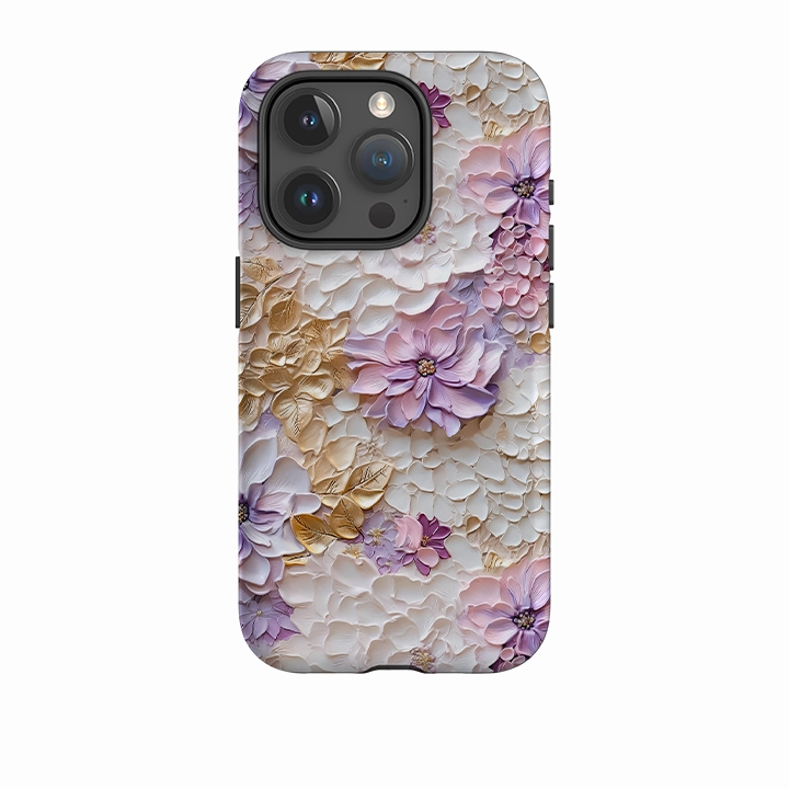 iPhone Tough Case -Gold & Mauve Flexible Surface Texture Magnetic Mount