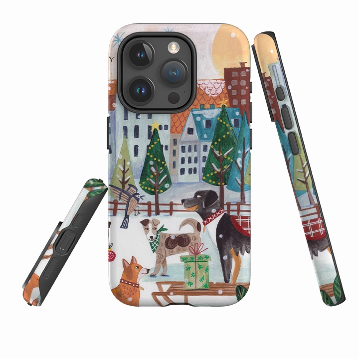 iPhone Tough Case - Christmas Dogs By Caroline Bonne Muller Elegant Shield Practical Look
