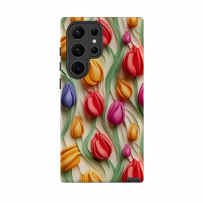 Stylish Layer Texture Hybrid Pattern Texture Samsung Tough  Case - Leiden Tulips
