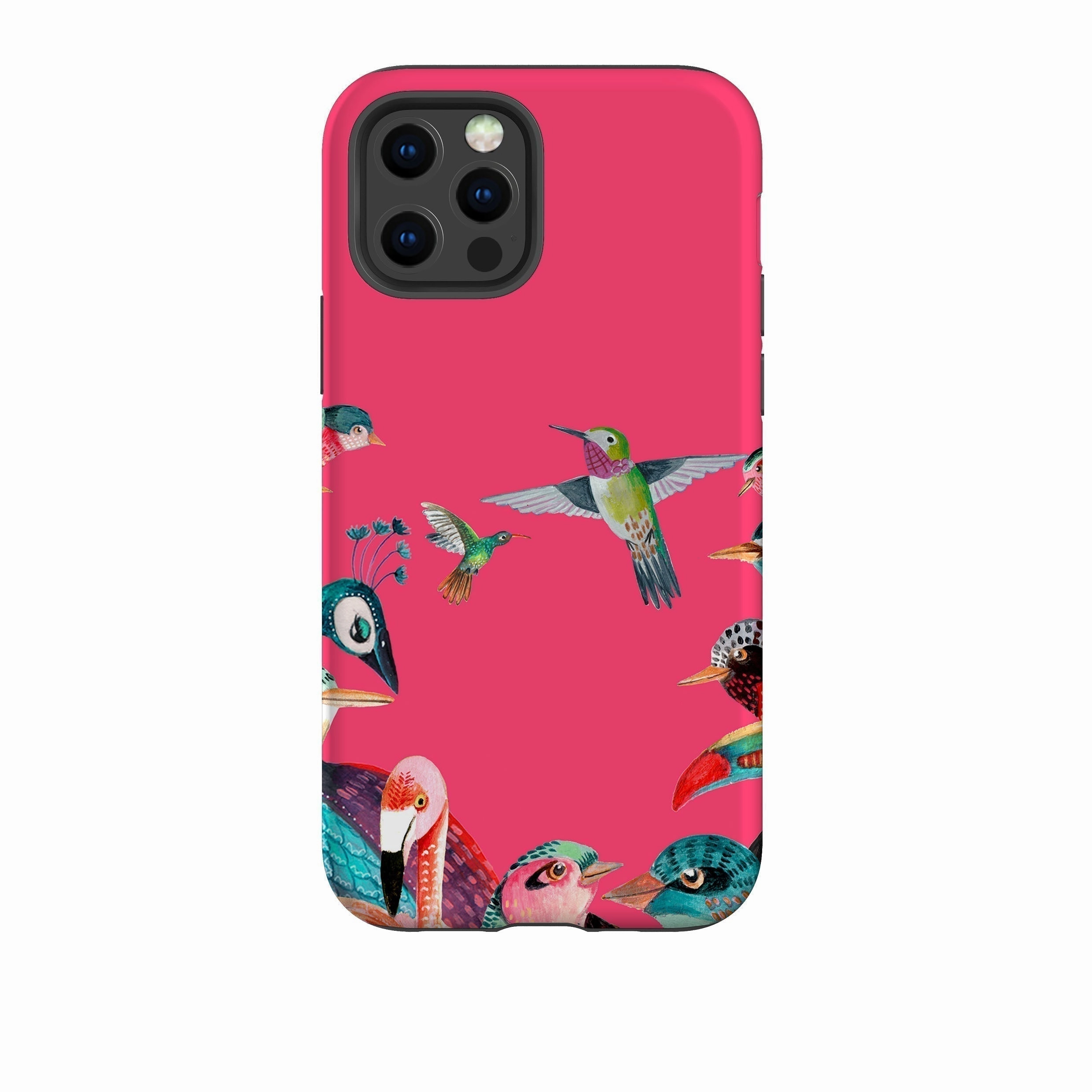 Premium Feel Layer Non Slip iPhone Tough Case - Pink Birds By Caroline Bonne Muller