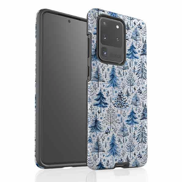 Simple Style Flexible Grip Form Samsung Tough Case - Blue Xmas Trees By Elisabeth Haager