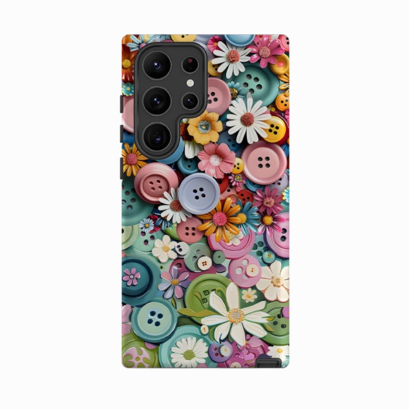 Easy Removal Samsung Tough  Case - Floral Buttons