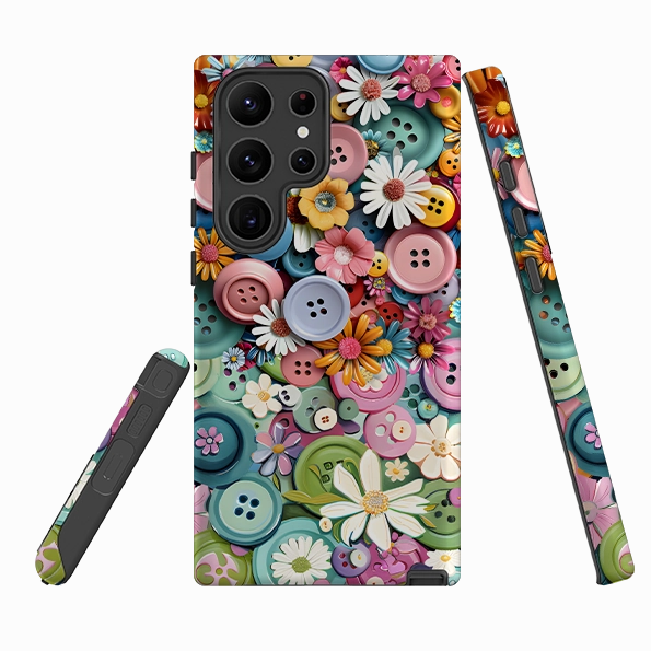 Samsung Tough  Case - Floral Buttons Shock Resistant