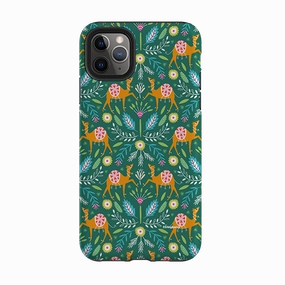 iPhone Tough Case - Camel Damask By Ali Brookes Hybrid Frame Anti scratch