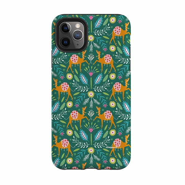 iPhone Tough Case - Camel Damask By Ali Brookes Hybrid Frame Anti scratch