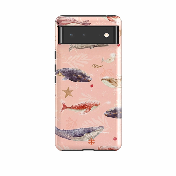 Everyday Fit Smooth Lining Google Tough Case -  Sugar Plum Whales By Katherine Quinn