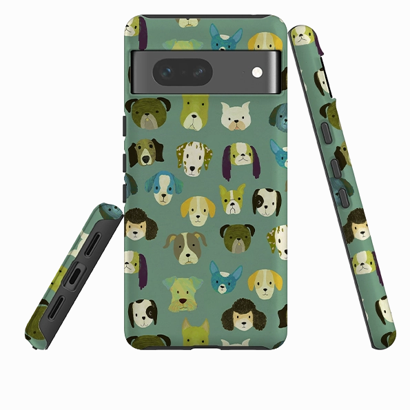 Google Tough Case -  Dog Heads Green By Katherine Quinn Smooth Surface
