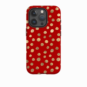 iPhone Tough Case - Burgundy and Gold Stars Hand Friendly Outdoor Protection