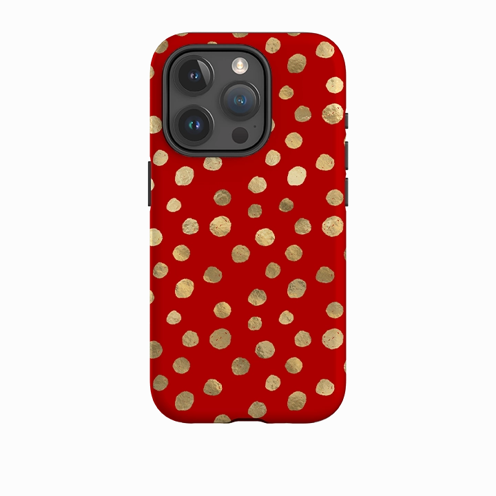 iPhone Tough Case - Burgundy and Gold Stars Luxury Surface Layer Protective Gear